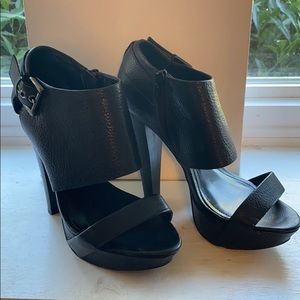 ALDO Black Leather With Buckle High Heels